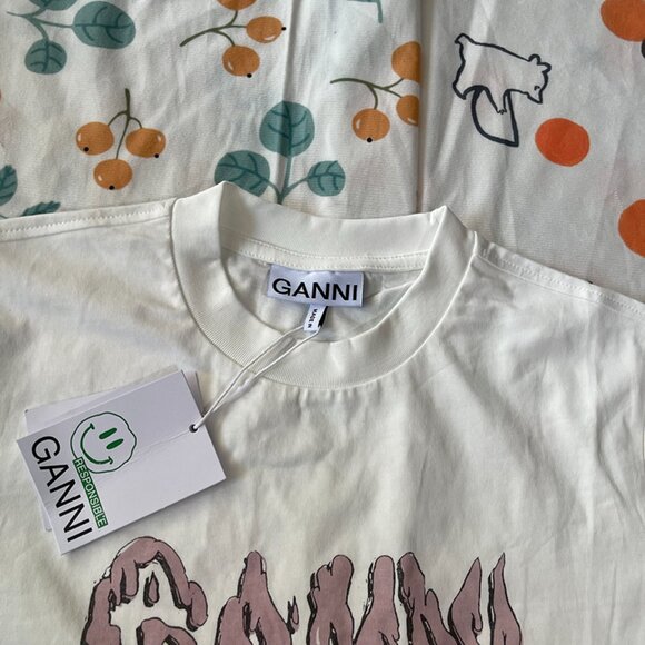 Ganni Relaxed Cats T-Shirt White - Picture 2 of 6